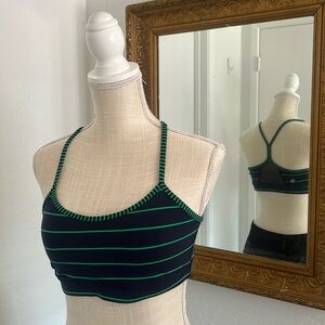 lululemon Flow Y bra - navy and green stripe
